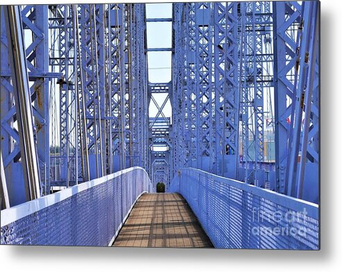 Purple Bridge Metal Print featuring the photograph Purple Bridge Walkway - Cincy Newport Series by Lee Antle