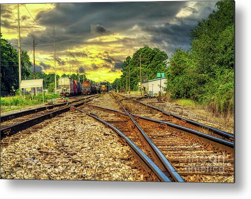 Railroads Metal Print featuring the photograph Railroad Sunset by DB Hayes