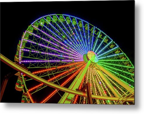 Amusement Metal Print featuring the photograph Rainbow Ferris Wheel at Morey's Pier by Kristia Adams