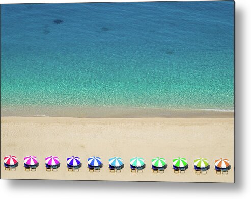 Egremni Metal Print featuring the photograph Rainbow Umbrellas by Alexios Ntounas