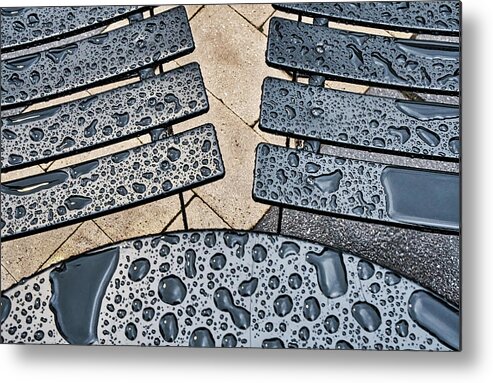 Outdoors Metal Print featuring the photograph Raindrops On Outdoor Dining Set by Gary Slawsky