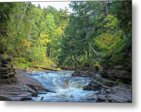 Porcupine Wilderness State Park Metal Print featuring the photograph Rapids on the Presque Isle River by Robert Carter