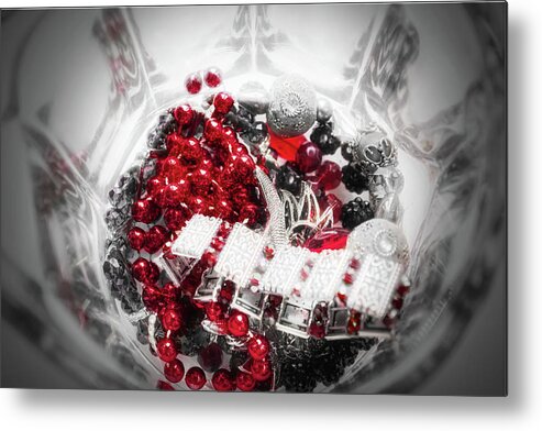 Red Beads Metal Print featuring the photograph Red Beads 06 by Sharon Popek