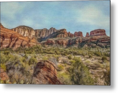 Usa Metal Print featuring the painting Red Canyon, Sedona AZ by Jeffrey Kolker