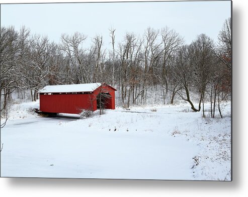 Covered Bridge Metal Print featuring the photograph Red by Lens Art Photography By Larry Trager