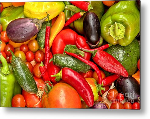Peppers Metal Print featuring the photograph Red Peppers And Tomatoes by Adam Jewell