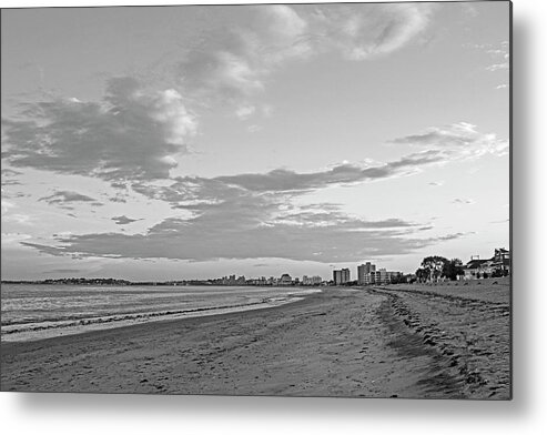 Revere Metal Print featuring the photograph Red Sunset on Revere Beach Revere MA North Shore Black and White by Toby McGuire