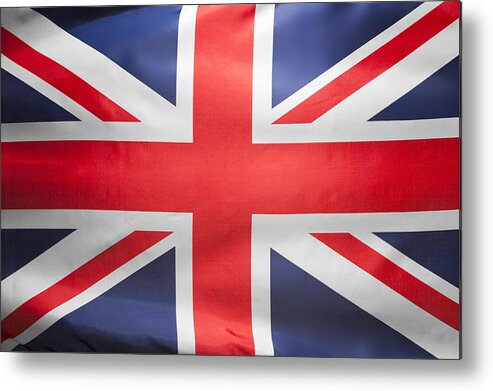 England Metal Print featuring the photograph Red, white and blue Union Jack flag filling frame by AnthiaCumming