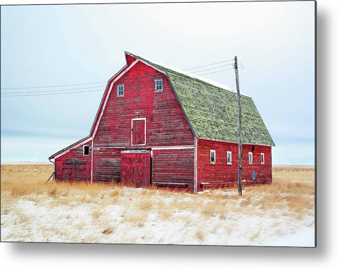 Red Metal Print featuring the photograph Red Winter Barn by Todd Klassy