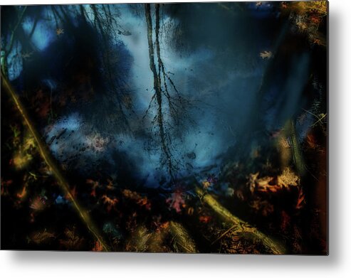 Abstract Metal Print featuring the photograph Reflections from a puddle by Jim Signorelli