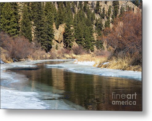 Eleven Mile Canyon Metal Print featuring the photograph Reflections in Eleven Mile Canyon in Winter by Steven Krull
