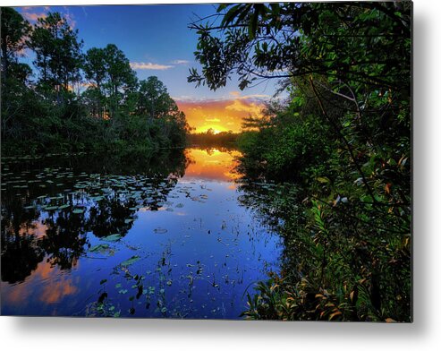 Abacoa Lake Metal Print featuring the photograph Reflections of a Beautiful Sunset at Abacoa Lake in Jupiter Flor by Kim Seng