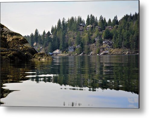 Oceanfront Metal Print featuring the photograph Reflections of an ocean front retreat by James Cousineau