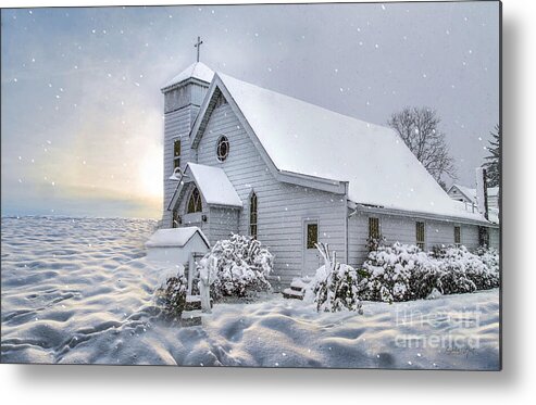 Church Metal Print featuring the photograph Refuge in the Snow by Shelia Hunt
