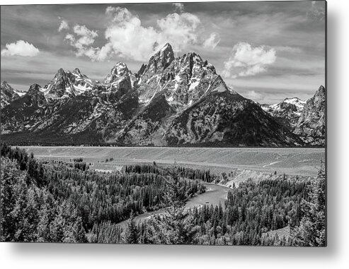 Grand Tetons National Park Metal Print featuring the photograph Remembering Ansel Adams, Black and White by Marcy Wielfaert