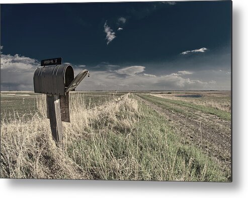 Abandoned Metal Print featuring the photograph Return to Sender - a mailbox at an abandoned rural farm homestead by Peter Herman