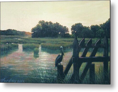 Rice Gates Metal Print featuring the painting Rice Gates at Edisto by Blue Sky