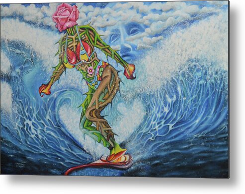 Bible Metal Print featuring the painting Riding the waves by O Yemi Tubi