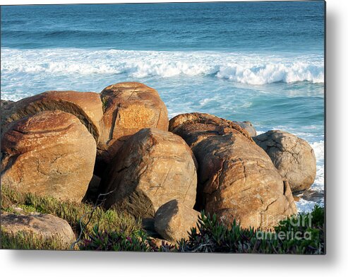 Coastal Metal Print featuring the photograph Rocks at Lights Beach, Denmark, Western Australia by Elaine Teague