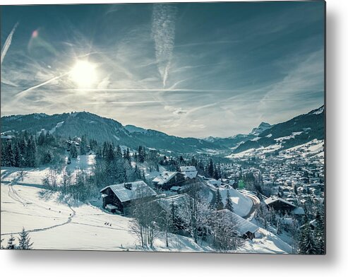 Geneva Metal Print featuring the photograph Roe Deers running in the snow in Megeve by Benoit Bruchez