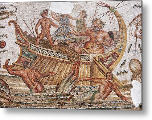 Roman mosaic of Dionysus repelling pirates from his ship - Bardo