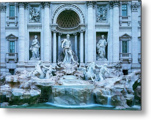 Capital Metal Print featuring the photograph Rome and The Trevi Fountain at dawn by Benoit Bruchez