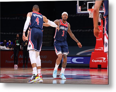 Bradley Beal Metal Print featuring the photograph Russell Westbrook and Bradley Beal by Ned Dishman