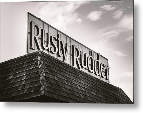 Rusty Metal Print featuring the photograph Rusty Rudder Sign by Jason Fink