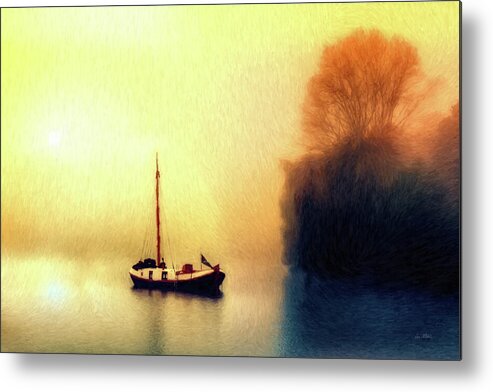 Boat Metal Print featuring the painting Sailboat on Lake - DWP1992137 by Dean Wittle