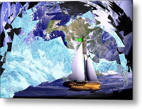 Boat Digital Sail Water Metal Print featuring the digital art Sailing to eyrie by Bob Shimer