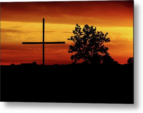 Cross Metal Print featuring the photograph Salvation At Sunset by Lens Art Photography By Larry Trager
