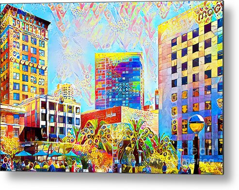 Wingsdomain Metal Print featuring the photograph San Francisco Union Square in Contemporary Vibrant Happy Color Motif 20200427 by Wingsdomain Art and Photography