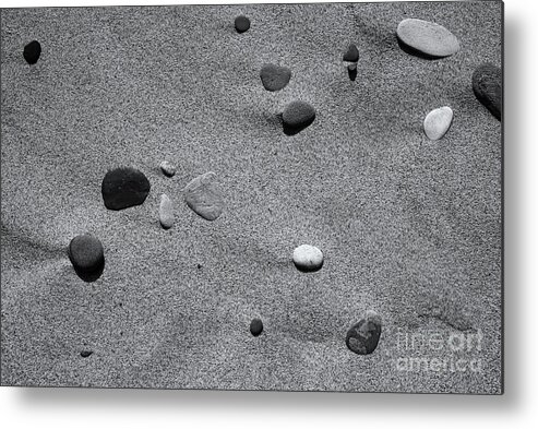 Sand And Stones Random 1 Mono Metal Print featuring the photograph Sand and Stones Random 1 Mono by Rachel Cohen