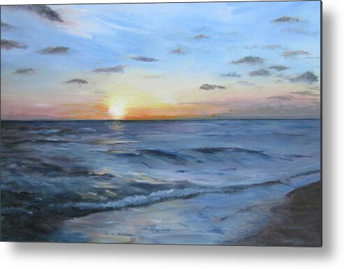 Painting Metal Print featuring the painting Sanibel Sunset by Paula Pagliughi