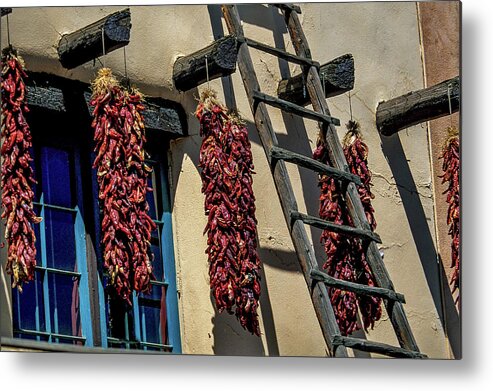Copyright Elixir Images Metal Print featuring the photograph Santa Fe Chili Ristra by Santa Fe