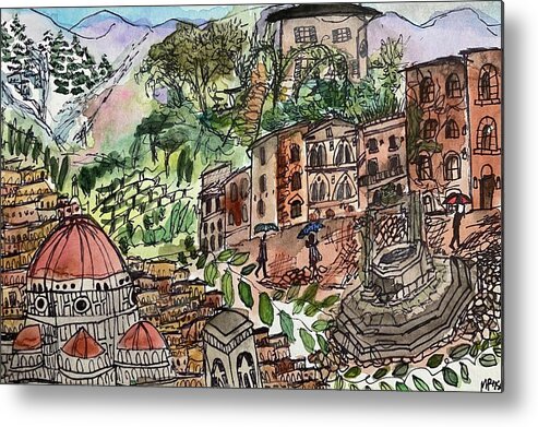  Metal Print featuring the painting Scenes of Italy by Meredith Palmer