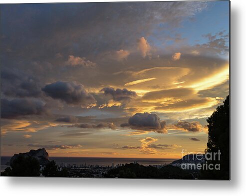 Clouds Metal Print featuring the photograph Scenic sunset sky in Calpe by Adriana Mueller