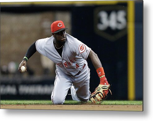 Retirement Metal Print featuring the photograph Scooter Gennett and Brandon Phillips by Mike Mcginnis