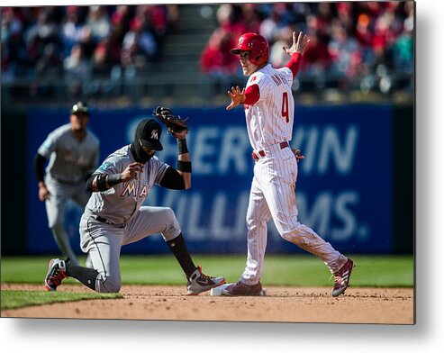 People Metal Print featuring the photograph Scott Kingery and Starlin Castro by Rob Tringali/Sportschrome