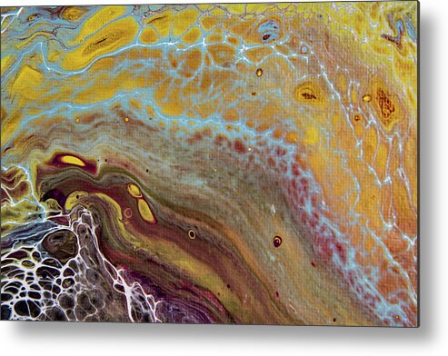 Abstract Metal Print featuring the painting Seafoam Abstract 1 by Jani Freimann
