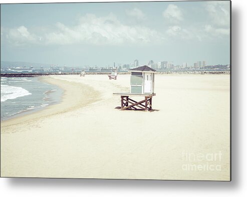 2015 Metal Print featuring the photograph Seal Beach California Lifeguard Stands Picture by Paul Velgos