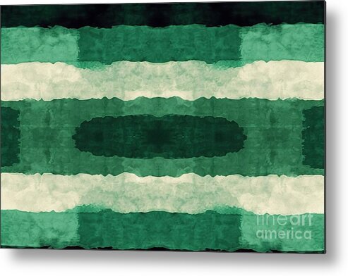 Seamless Metal Print featuring the painting Seamless Painted Thick Horizontal Lines Textile Texture Background Tileable Artistic Vintage Green Acrylic Paint Hand Drawn Flag Stripes Surface Pattern Fashion And Interior Design 3d Rendering by N Akkash