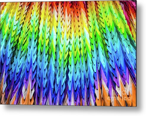 Origami Metal Print featuring the photograph Senbazuru or one thousand origami cranes by Lyl Dil Creations