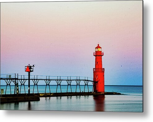 Algoma Lighthouse Lake Michigan Door County Wi Wisconsin Kewaunee County Water Kansas Detroit Green Bay Sturgeon Bay Germany France England Canada Metal Print featuring the photograph Serendipity by Windshield Photography