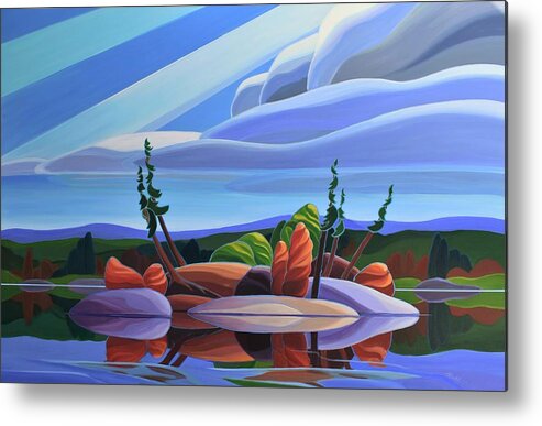 Lake Metal Print featuring the painting Serenity Island by Barbel Smith