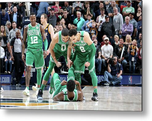 Jaylen Brown Metal Print featuring the photograph Shane Larkin, Jaylen Brown, and Jayson Tatum by Melissa Majchrzak