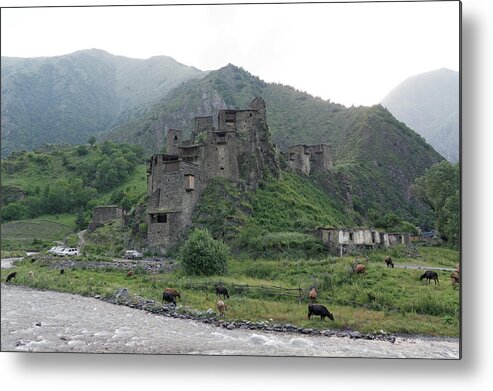 Scenics Metal Print featuring the photograph Shatili fortified stone castle, North Caucasus, Georgia by Vyacheslav Argenberg