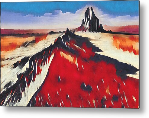 Rock Metal Print featuring the digital art Shiprock, New Mexico by Aerial Santa Fe