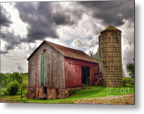  Metal Print featuring the photograph Silo and Red by Laurie Wilcox