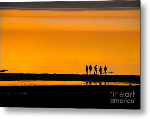 Silhouette Metal Print featuring the photograph Skipping Stone Siloutte by Lisa Manifold